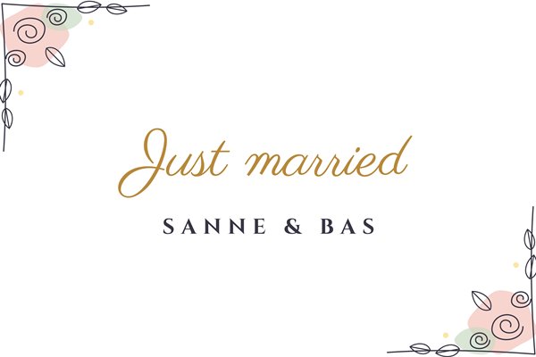 Vlagontwerp Just married bloemen