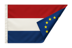 Dubbelzijdige vlag met black-out tussenlaag — beide zijden apart full-color bedrukt