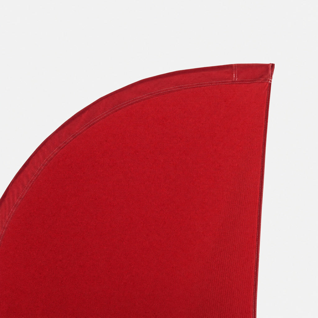 Close-up van de bovenhoek van de Straight beachflag: geweven polyester en een strakke gestikte zoom